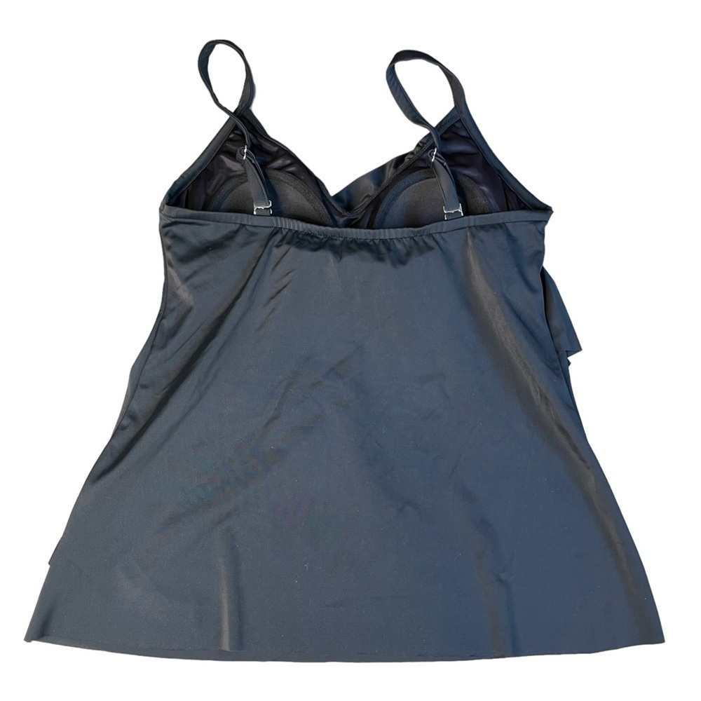 Ruby Ribbon Solid Black Ruffle Tankini Swim Top S… - image 3